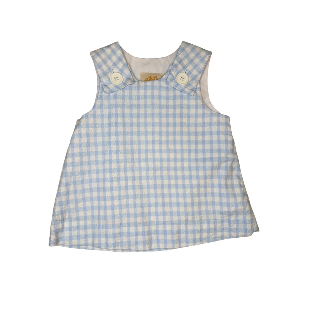 The Beaufort Bonnet Company Blue Gingham Jumper Kids Cotton EUC 0/6M